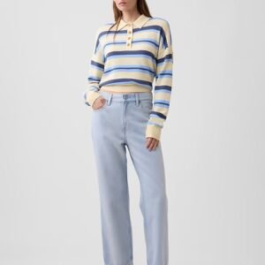 Low Slung SuperSoft Relaxed Straight Crop Jeans (REGULAR)-Light Wash Blue