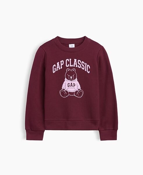 Kids Graphic Sweatshirt Girls-Red Bear Logo