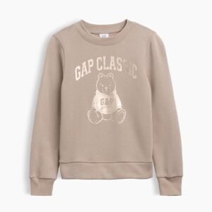 Kids Graphic Sweatshirt-Beige Bear Logo