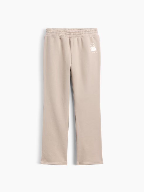 Kids Graphic Bootcut Sweatpants-Beige Bear Logo