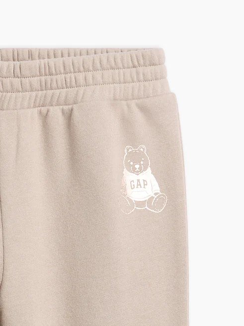 Kids Graphic Bootcut Sweatpants-Beige Bear Logo - Image 2