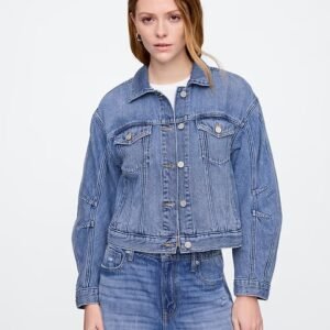 SuperSoft Barrel Sleeve Icon Denim Jacket-Light Wash