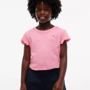 Kids' Sparkle Ruffle-Sleeve Top-Jasmine Pink