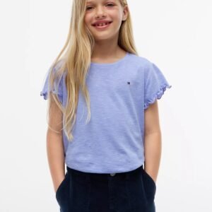 Kids' Sparkle Ruffle-Sleeve Top-Vintage Iris