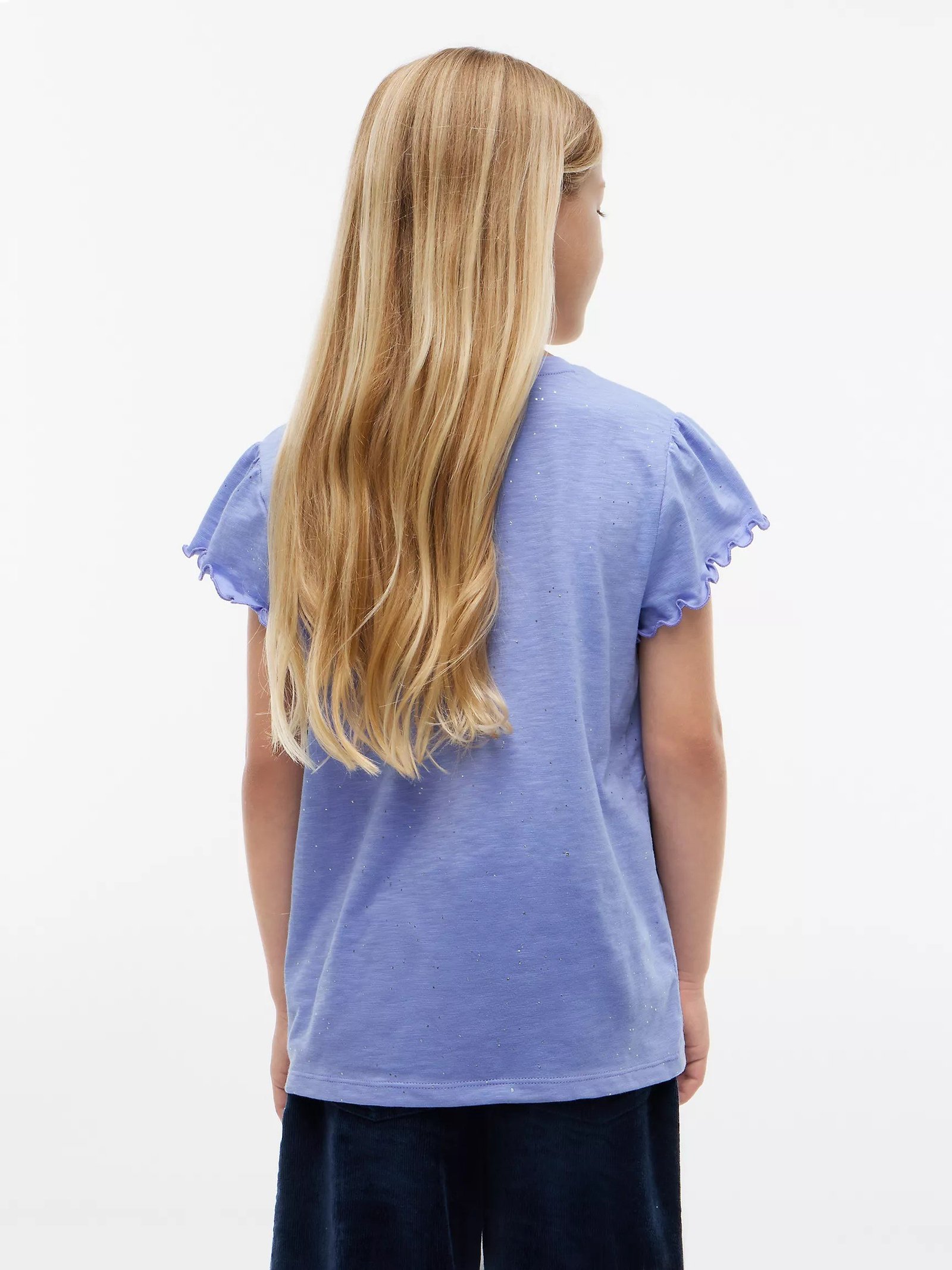Kids' Sparkle Ruffle-Sleeve Top-Vintage Iris - Image 3