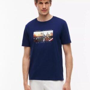 NYC Skyline Graphic T-Shirt-Light Navy