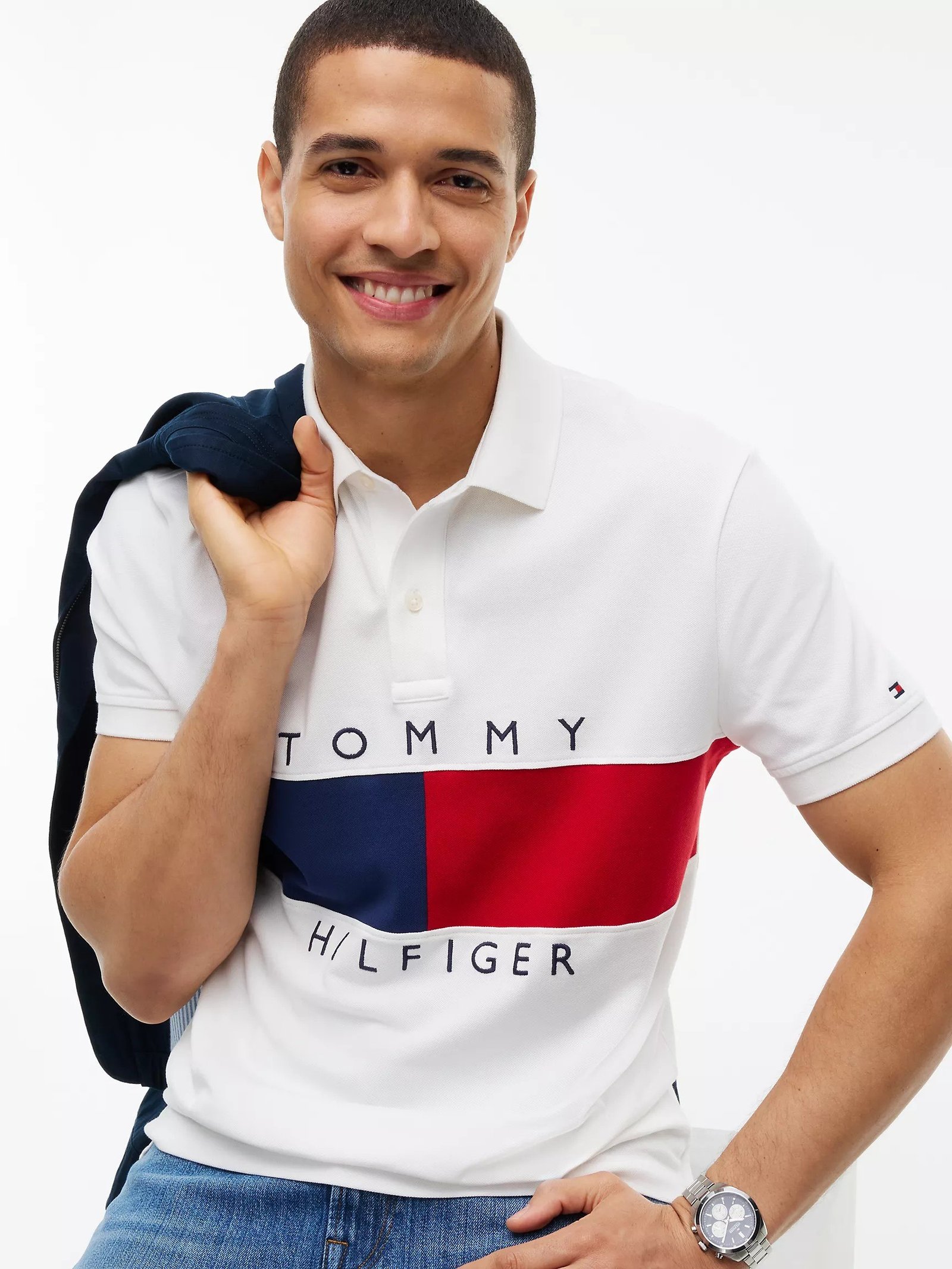 Regular Fit Colorblock Flag Polo-White - Image 2