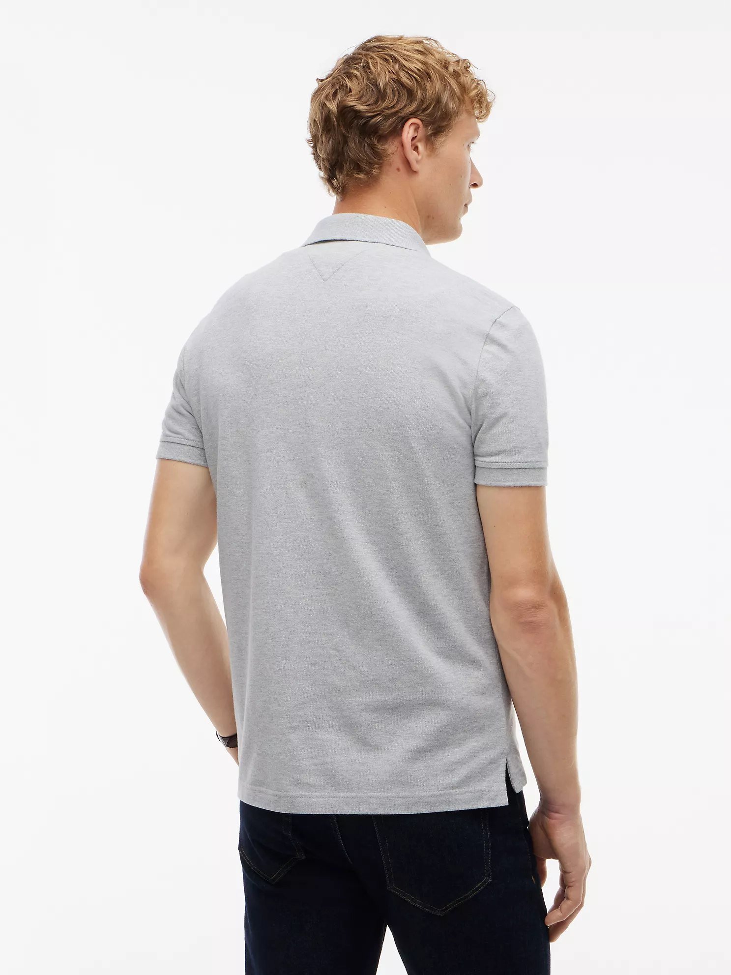 Regular Fit Colorblock Flag Polo-Grey Heather - Image 3