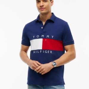 Regular Fit Colorblock Flag Polo-Preppy Navy