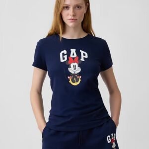 Gap × Disney Minnie Mouse Logo T-Shirt-Navy Minnie