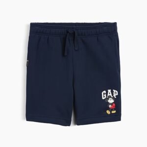GapKids × Disney Mickey Mouse Relaxed Pull-On Logo Shorts-Disney Peace Navy