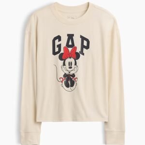 GapKids × Disney Minnie Mouse Oversized Logo T-Shirt-Tan Chino