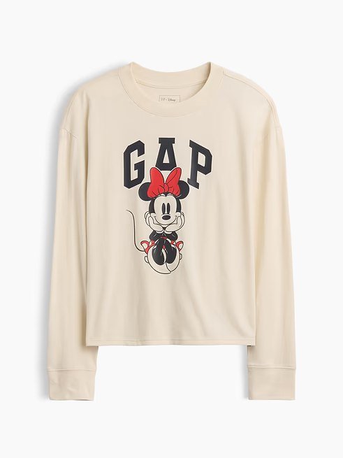 GapKids × Disney Minnie Mouse Oversized Logo T-Shirt-Tan Chino