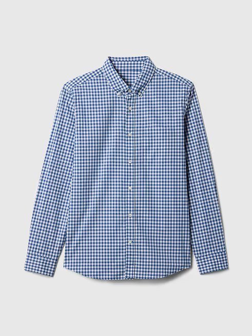 Stretch Poplin Shirt in Standard Fit-Docksider Blue Gingham - Image 4