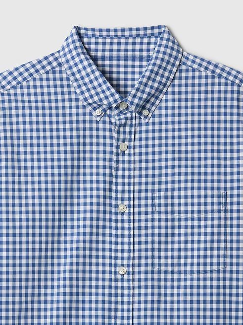 Stretch Poplin Shirt in Standard Fit-Docksider Blue Gingham - Image 3