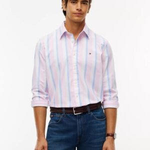 Regular Fit Striped Oxford Shirt-Classic Pink