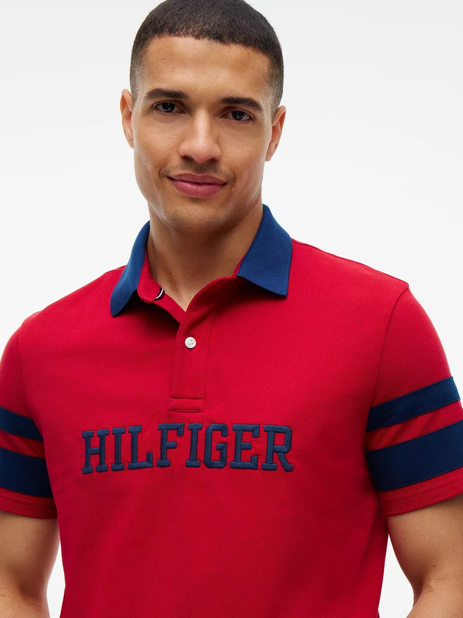 Regular Fit Varsity Stripe Logo Polo-Medium Red - Image 2