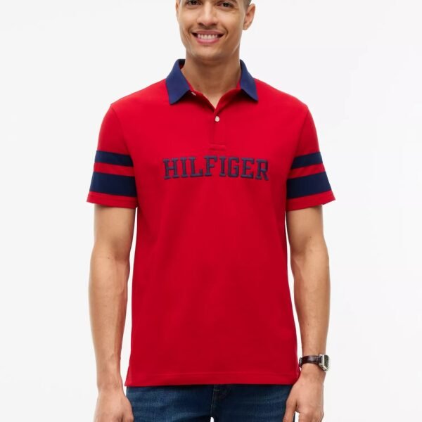 Regular Fit Varsity Stripe Logo Polo-Ornamental Green