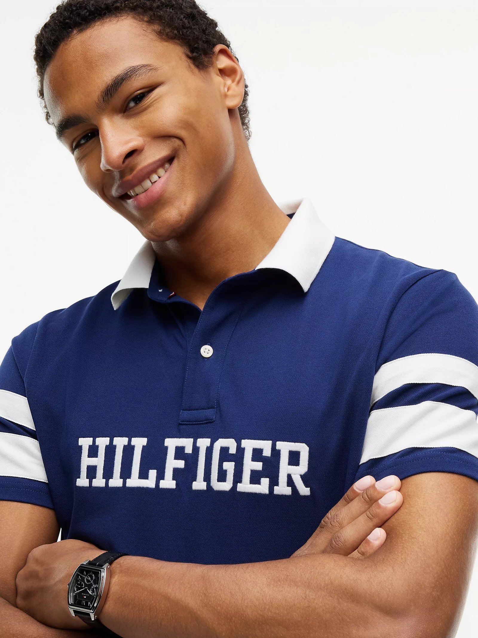Regular Fit Varsity Stripe Logo Polo-Carbon Navy - Image 2