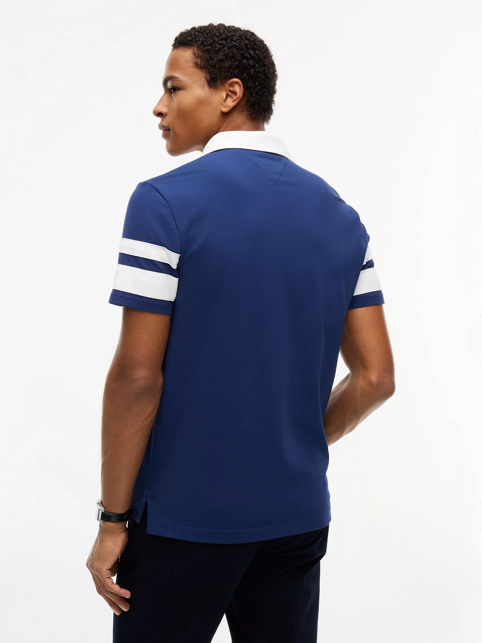 Regular Fit Varsity Stripe Logo Polo-Carbon Navy - Image 3