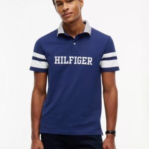 Regular Fit Varsity Stripe Logo Polo-Carbon Navy