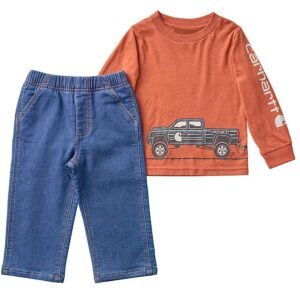 Boys’ 2-Piece Long Sleeve Graphic T-Shirt & Denim Pant Set (Baby)-Denim Medium Wash