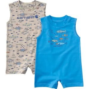 Boys’ 2-Piece Sleeveless Fish Romper Set (Baby)-Beige