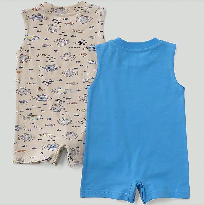 Boys’ 2-Piece Sleeveless Fish Romper Set (Baby)-Beige