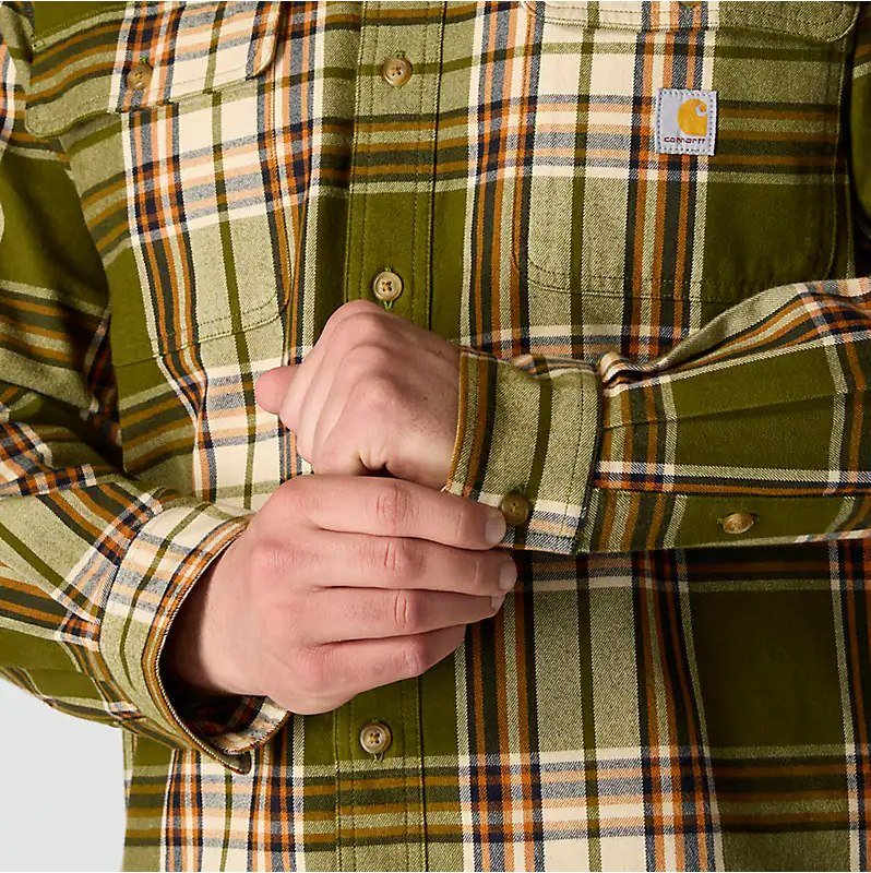 Hubbard Loose LS Plaid Shirt-Dark Bronzed Green