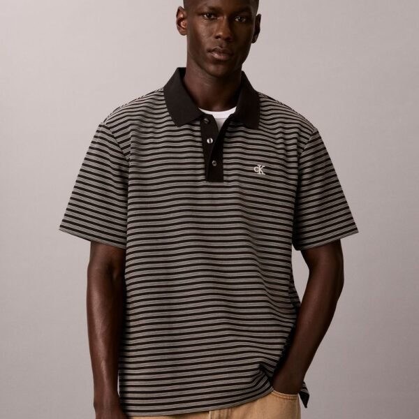 Ottoman Stripe Polo Shirt-Black