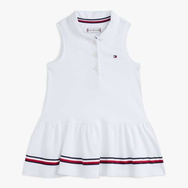 Babies’ Sleeveless Stretch Polo Dress Girls-Optic White
