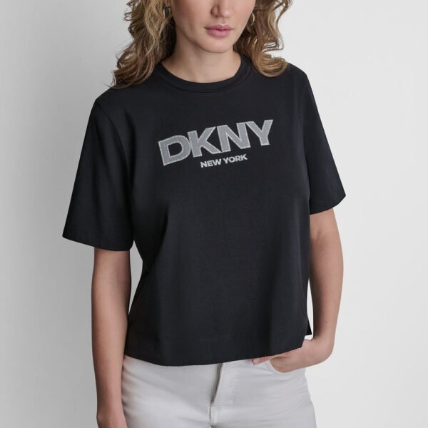 Crystal Border Logo Graphic Tee-Black