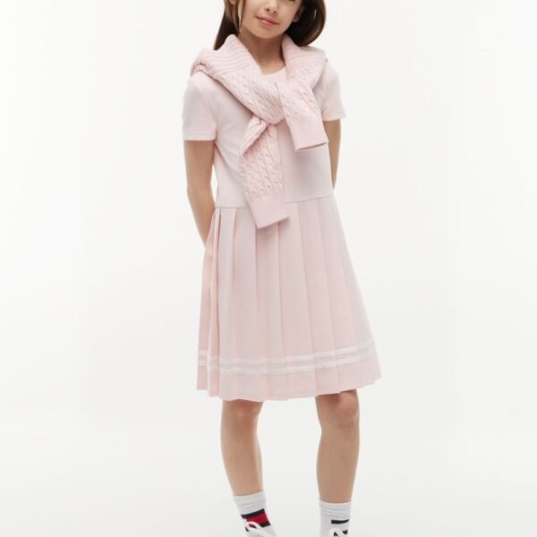 Kids’ Short-Sleeve Ponte Skater Dress Girls-Whimsy Pink