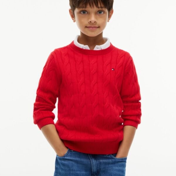 Kids’ Cable Knit Sweater Boys-Red