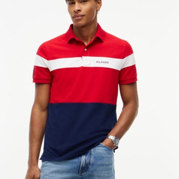 Regular Fit Hilfiger 85 Colorblock Polo-Medium Red