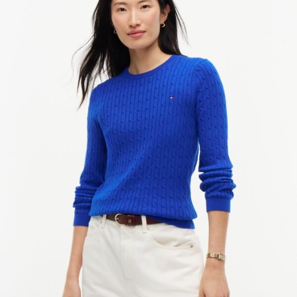 Cable Knit Sweater-Cobalt