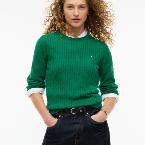 Cable Knit Sweater-Nouveau Green