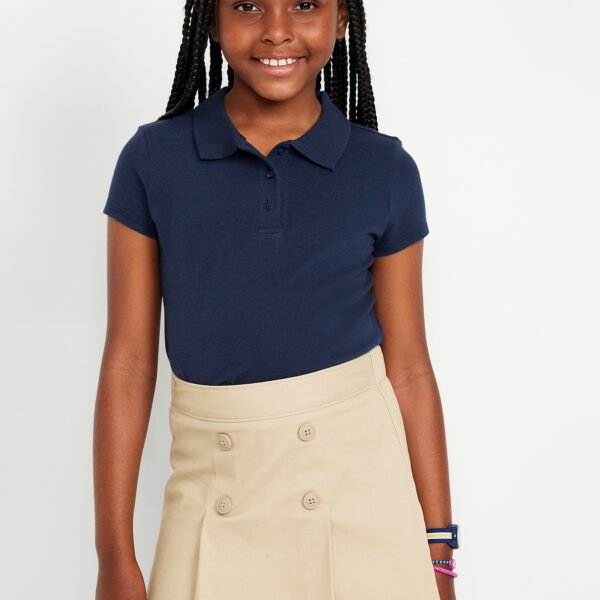 Uniform Pique Polo Shirt for Girls-Ink Blue