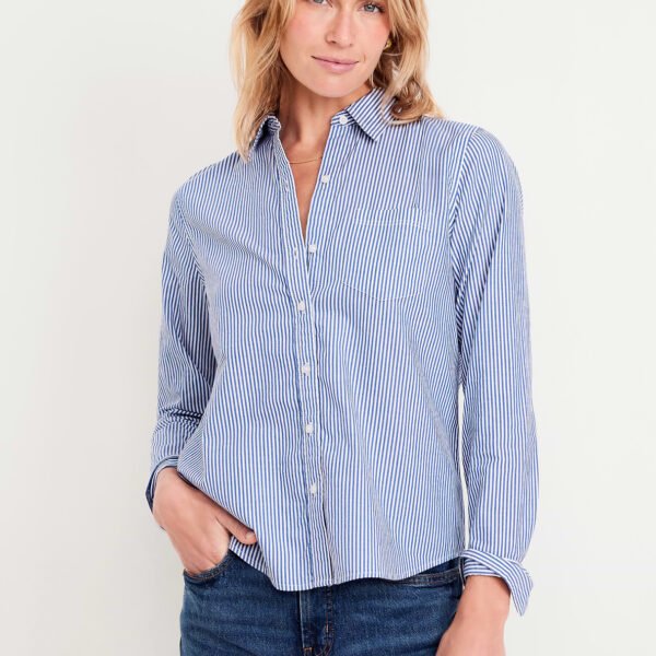 Classic Button-Down Shirt-White/Blue Stripe