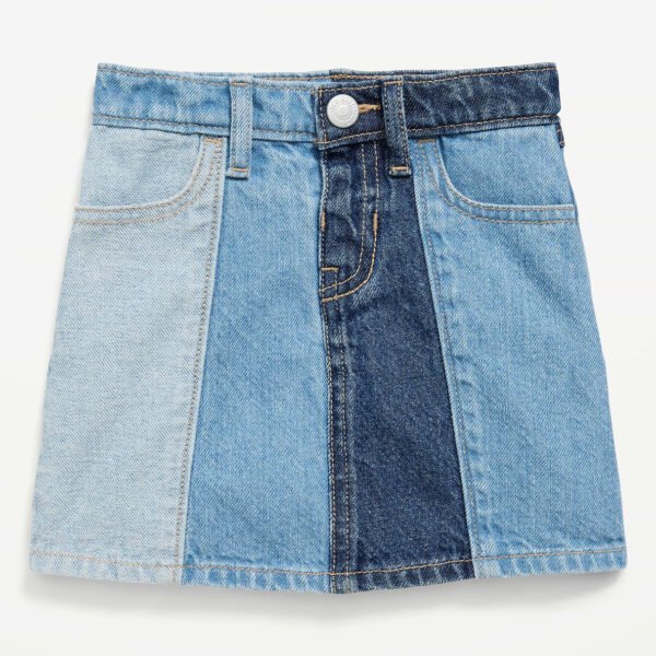 High-Waisted Pleated Jean Skirt for Toddler Girls-Panel Washes