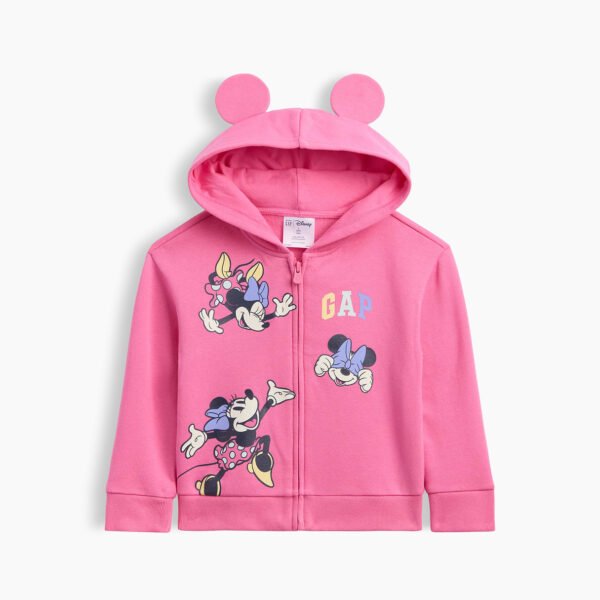 babyGap × Disney Minnie Mouse Relaxed Graphic Zip Hoodie Baby Girls-Love Pink Rainbow
