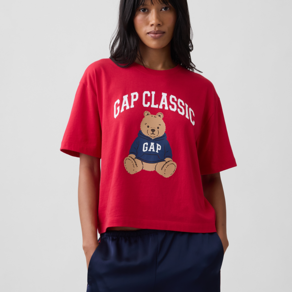 Relaxed Brannan Bear Graphic T-Shirt-Crimson